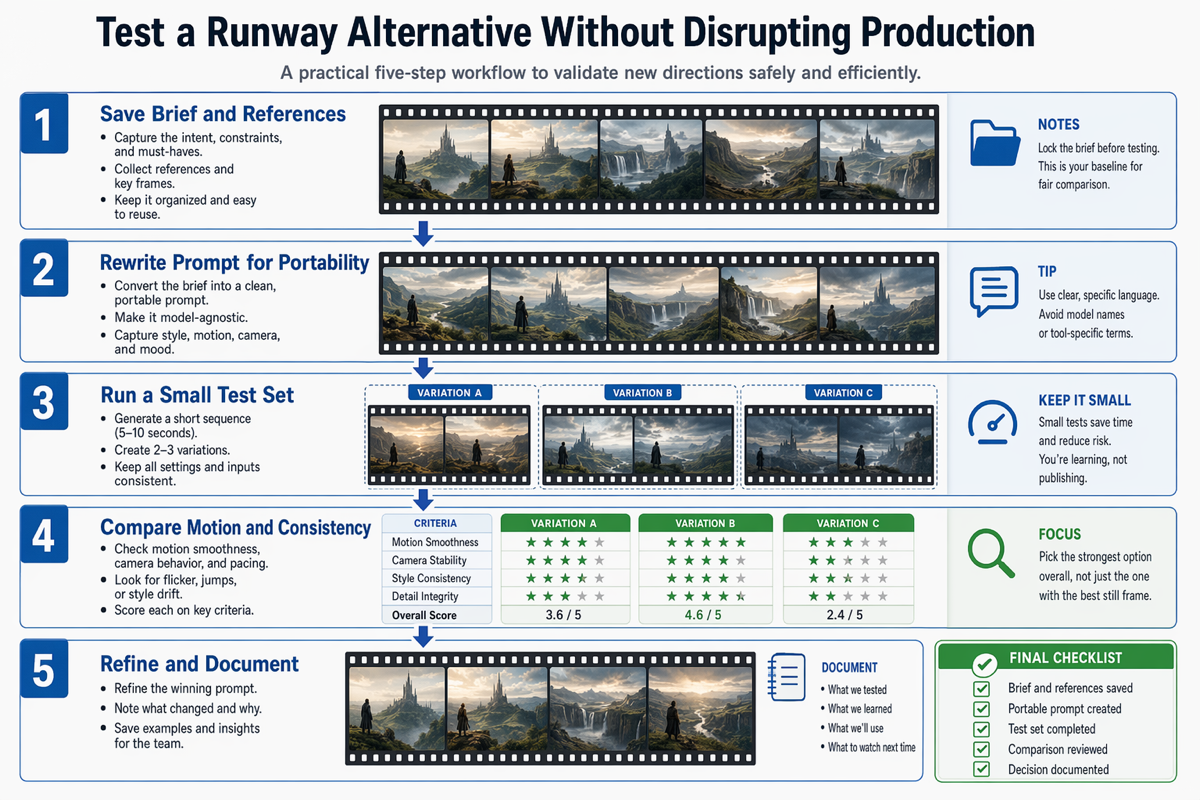 Workflow for testing Seedance AI as a Runway alternative.