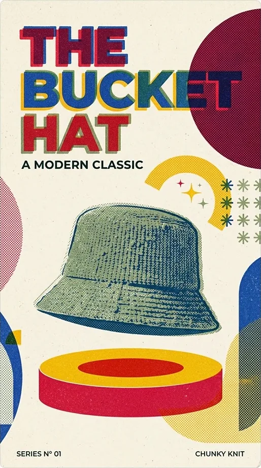 Google official Nano Banana 2.1 example: mid-century bucket hat poster