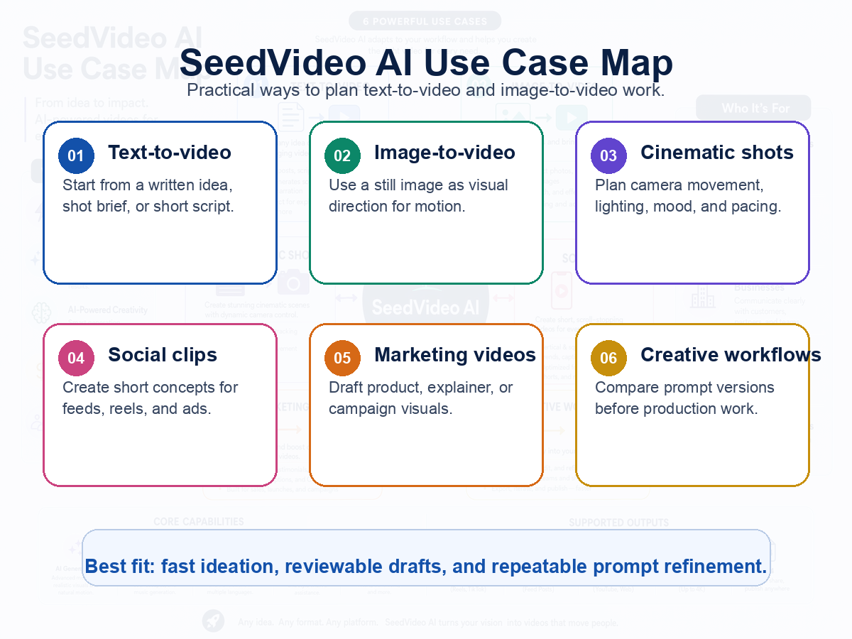 Seedance AI use case map.