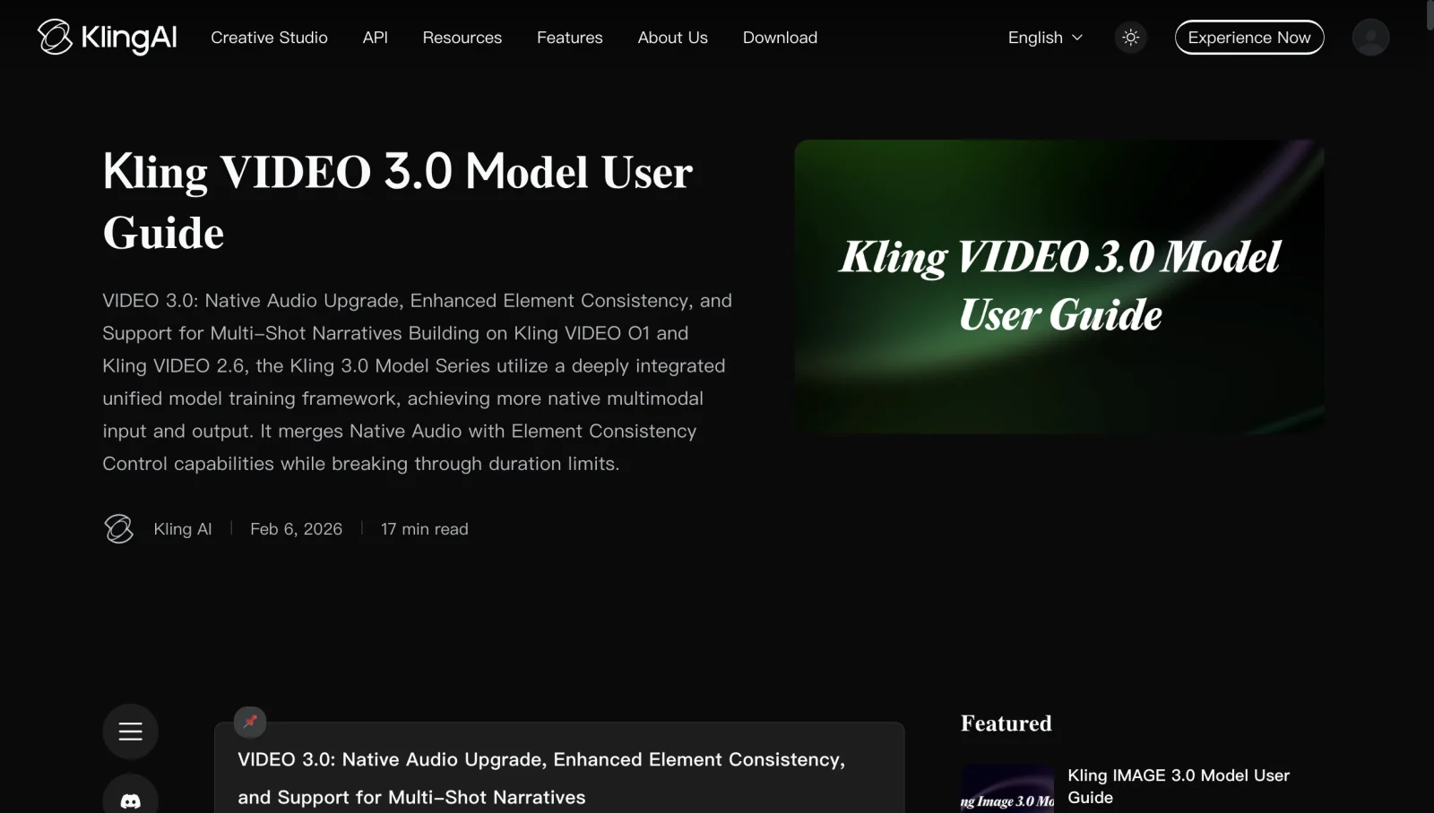 Kling AI 官方 VIDEO 3.0 模型指南