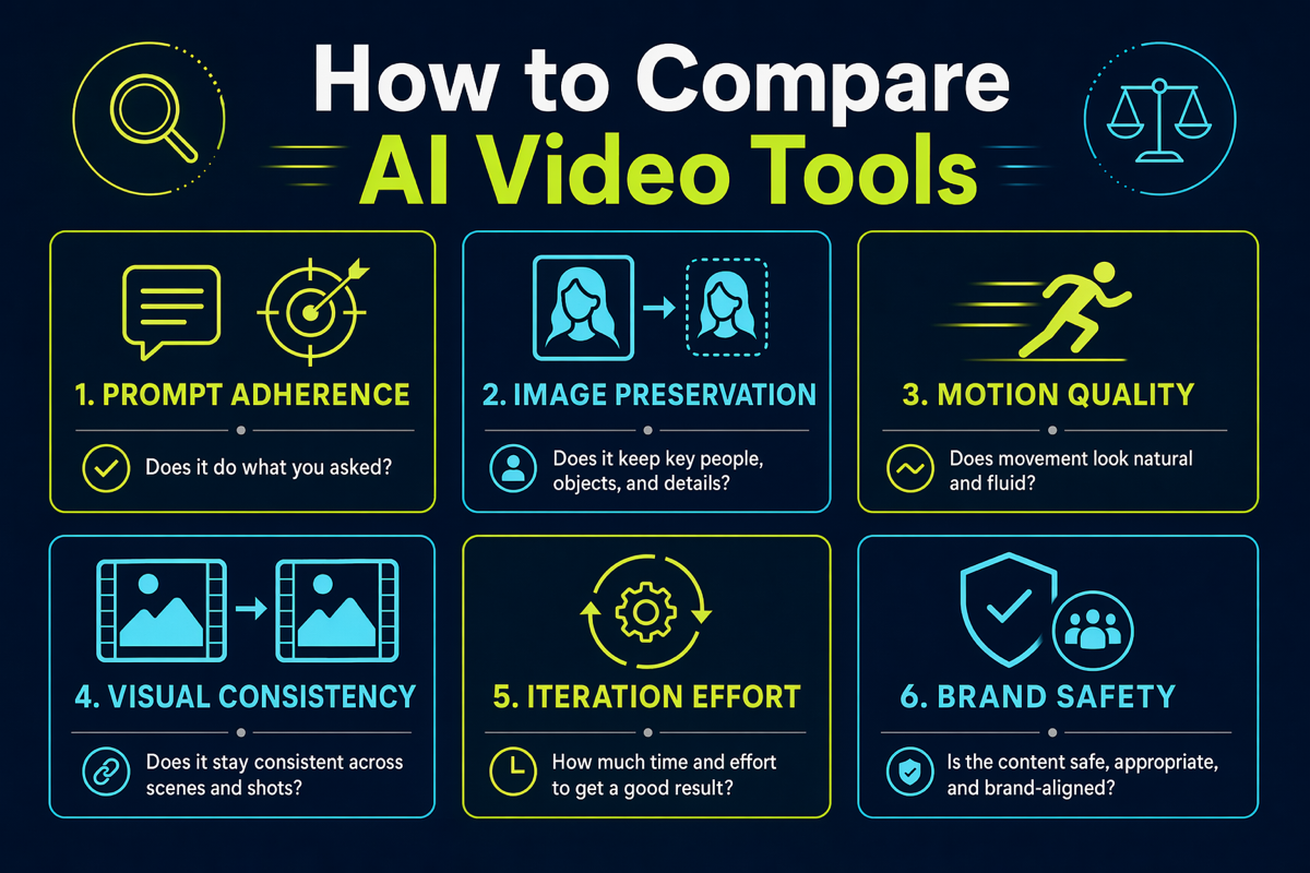 AI 视频工具功能比较表。
