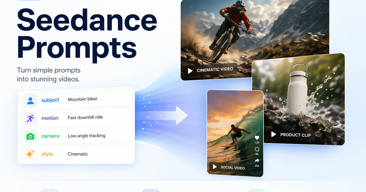 Seedance Prompts: 20 Examples for Text-to-Video and Image-to-Video