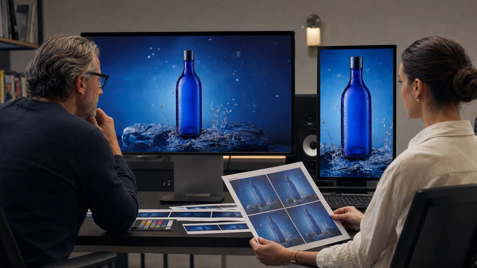 Monteurs comparant une campagne produit en formats horizontal et vertical
