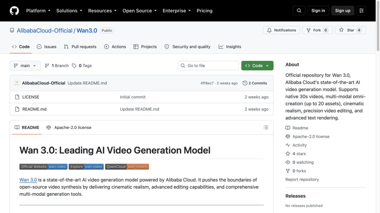 Wan 3.0 official GitHub repository file list