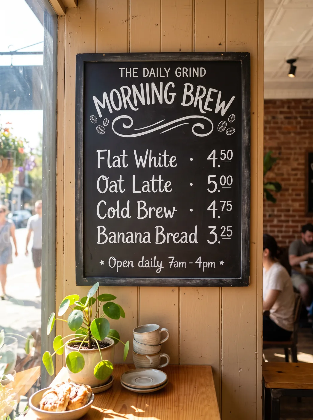 Nano Banana 2 · Chalkboard menu with exact prices