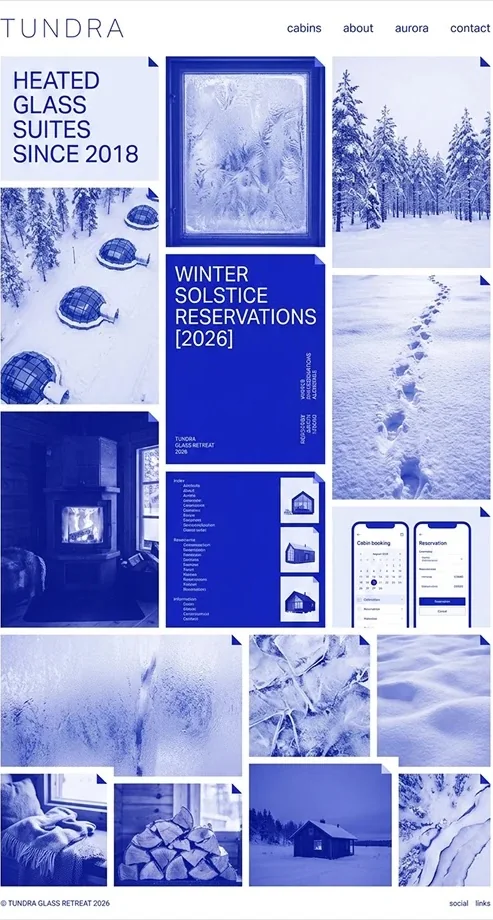 Google official Nano Banana 2.1 example: full-page TUNDRA hotel website mockup
