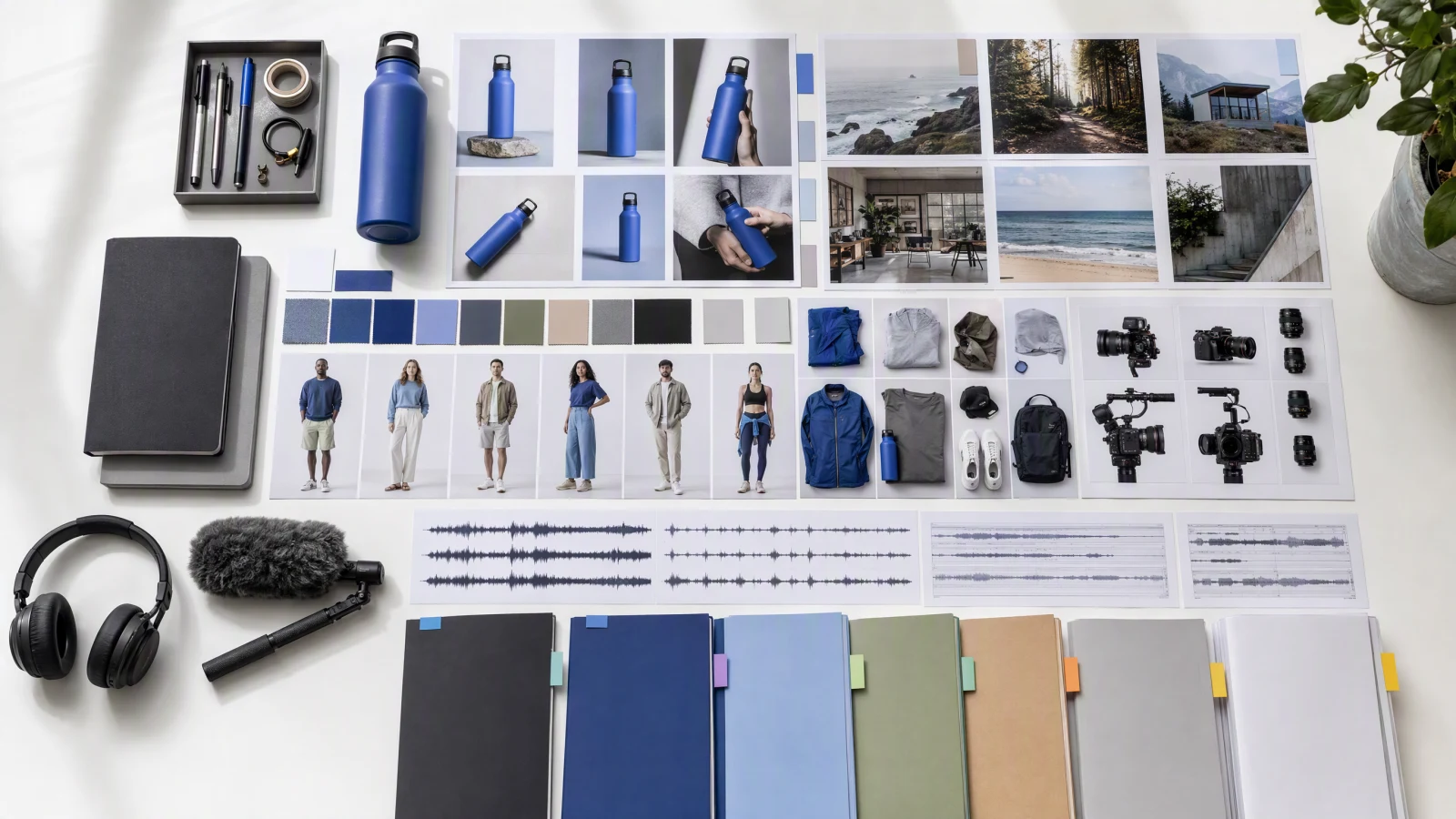 Pack de ressources organisé pour une campagne de bouteille bleu cobalt