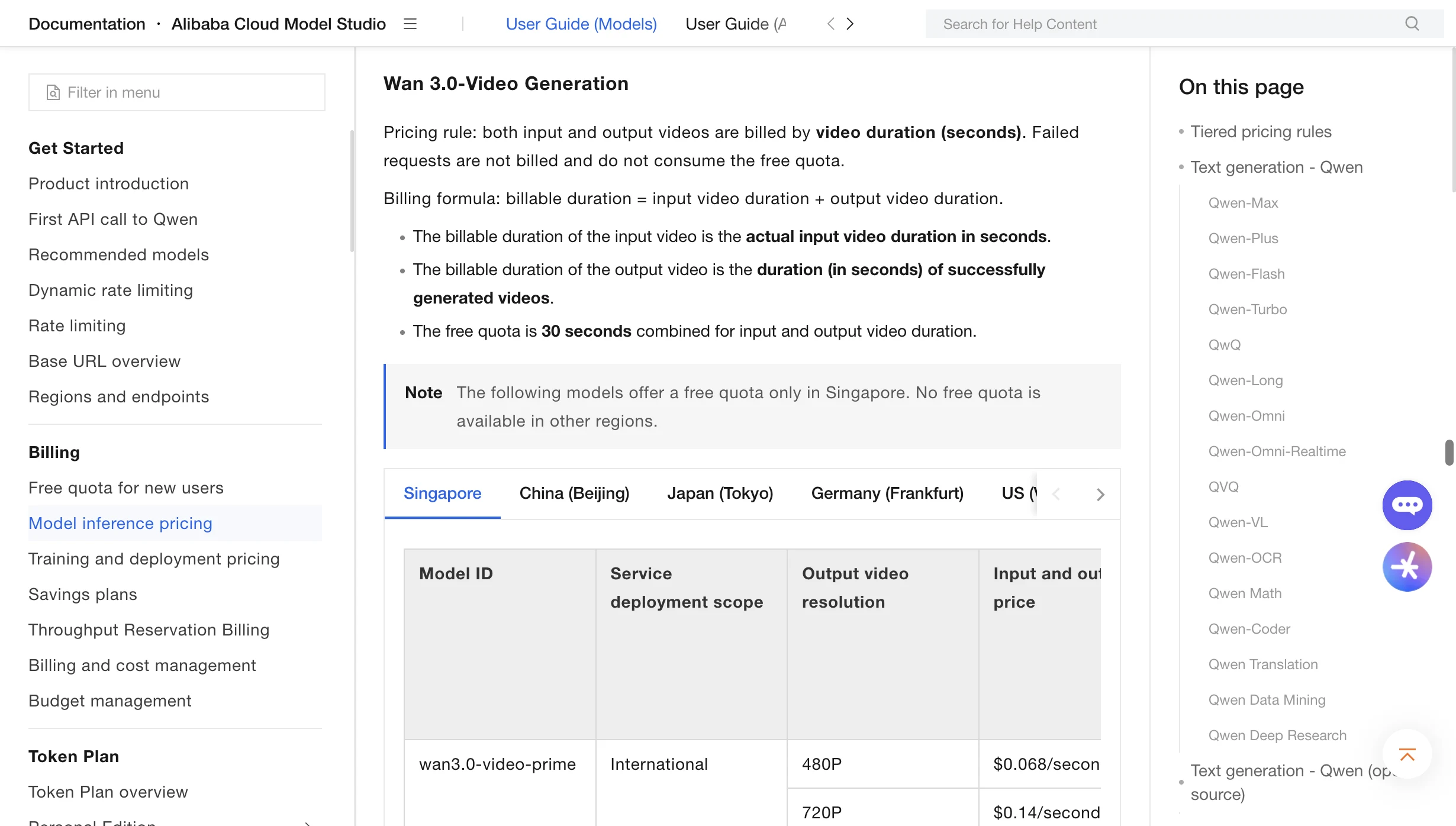 Tabla de precios de vídeo de Alibaba Cloud Wan 3.0