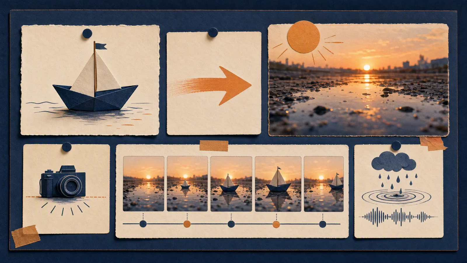A shot brief card with subject, action, environment, camera, pacing, and audio fields.